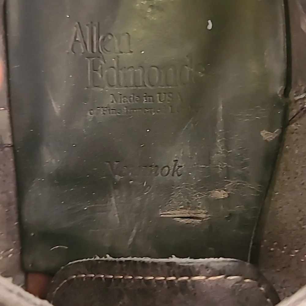 ALLEN EDMONDS Neumok Dark Grey Leather Red Laces Sz 11‎ D Mens Wing Tip Shoes